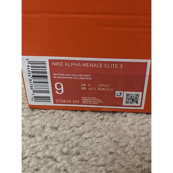 New Nike Alpha Menace Elite 3 White Black College Navy CT6648-102 Men's Sz 9 - Picture 11 of 11